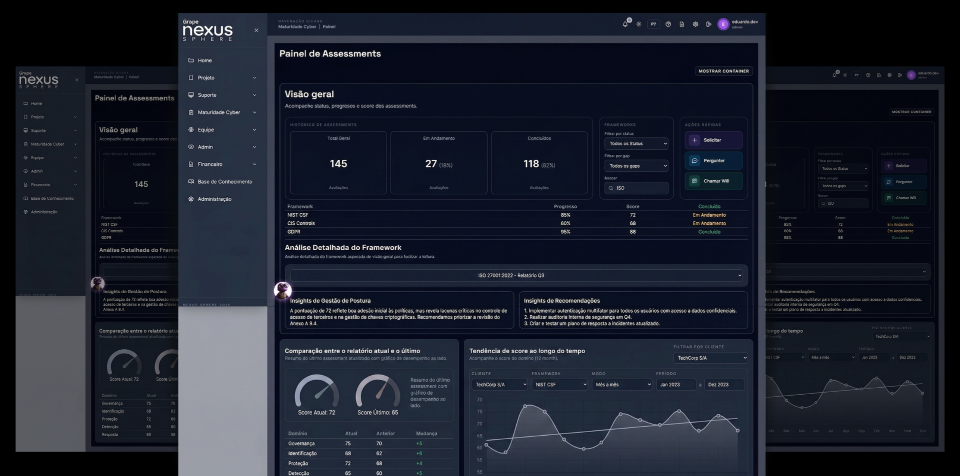 Painel de Assessments do Nexus Sphere após login